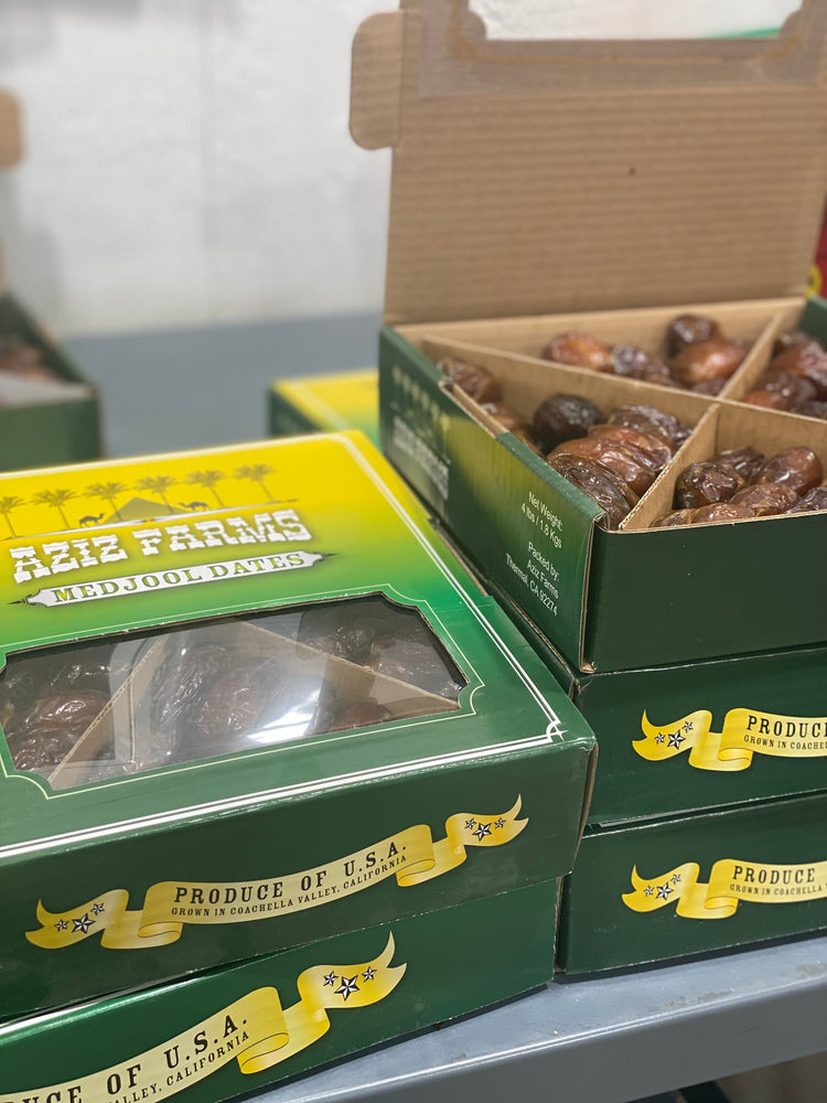 Aziz Farms - 4# Box  Aziz Farms Medjool Dates