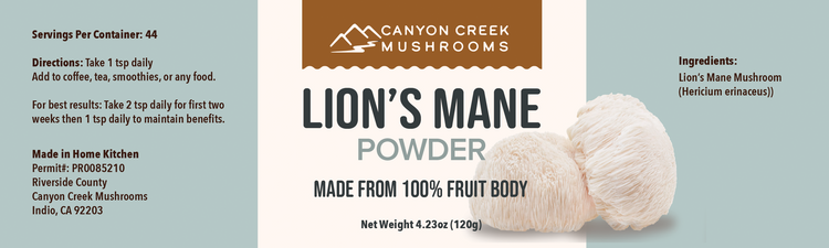 Canyon Creek - Lions Mane Mushroom Powder 4.23oz Jar