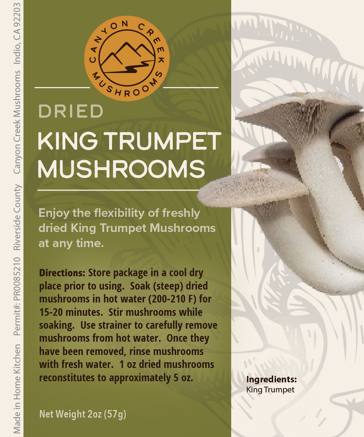 Canyon Creek - Dried King Trumpet Mushroom 2oz Bag